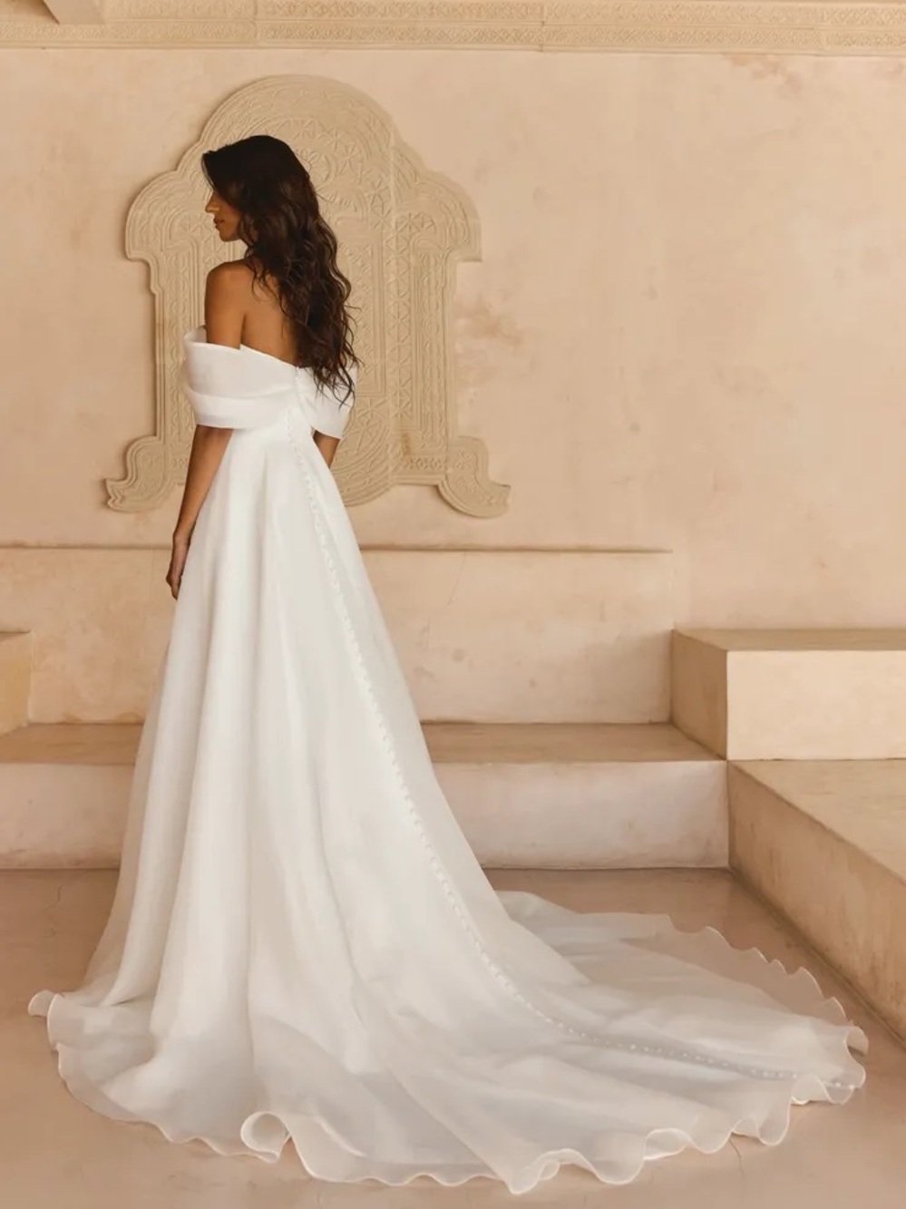 Off-Shoulder Classic White Bridal Ball Gown